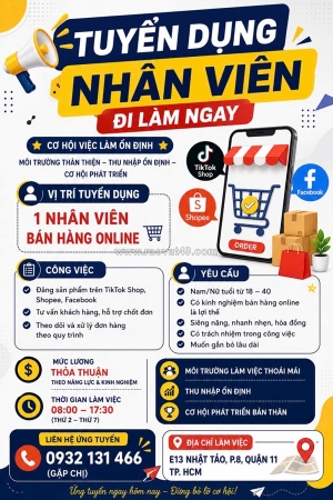 Tuyển nhân viên bán hàng online quận 11