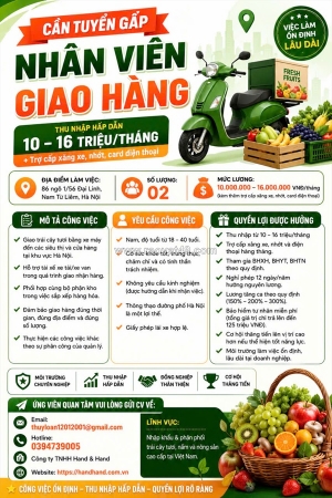 Tuyển nhân viên giao hàng hà nội