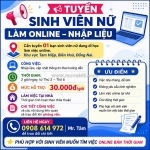 Tuyển sinh viên nữ làm online – nhập liệu biên hòa