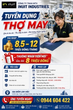 Tuyển thợ may làm tại kcn cầu tràm tây ninh ( long an cũ )