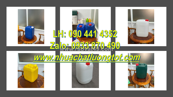 Vỏ can nhựa 20 lít vuông xanh đựng mực in, can nhựa 25 lít đựng chất phụ trợ vật liệu công trình