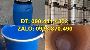 Vỏ thùng phuy nhựa 220 lít đựng mật ong, thùng phuy nhựa nắp kín 120 lít, thùng phuy nhựa 120 lít đai sắt