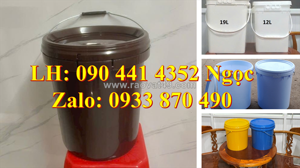 Vỏ thùng sơn 10 lít nắp garenti, xô nhựa 6 lít đựng sơn gel, thùng nhựa 5 lít đựng sơn nhám