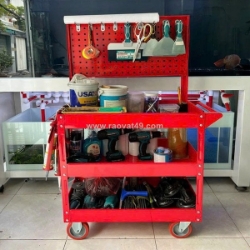 Xe đẩy 3 ngăn + bảng treo dụng cụ