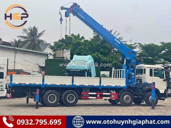 Xe tải howo 4 chân gắn cẩu 20 tấn cabin tx350 | sẵn sàng cho công trình