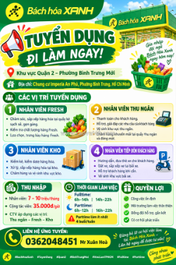 Bách hóa xanh tuyển dụng – đi làm ngay quận 2