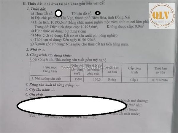 Bán đất kèm nhà xưởng đồng nai 10.196 m²