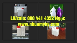 Bình nhựa 1 lít vuông không quai, can nhựa 2 lít đen đựng dầu nhờn, can nhựa 5 lít vuông trắng có vạch chia