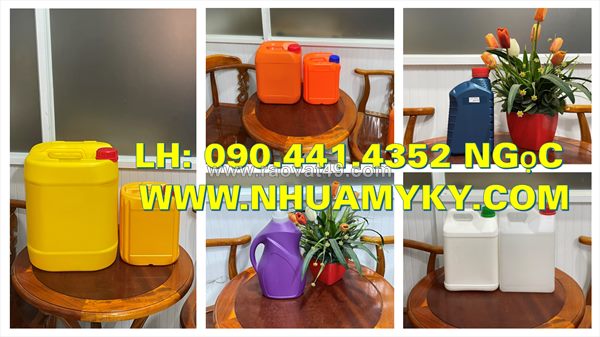 Bình nhựa 500ml đựng nước xả vải, can nhựa 1000ml đựng hương liệu, can 2 lít vuông đựng hóa chất