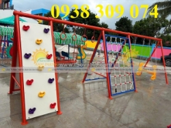 Bộ vận động ngoài trời đa năng kết hợp leo núi và xích đu cho trẻ mầm non