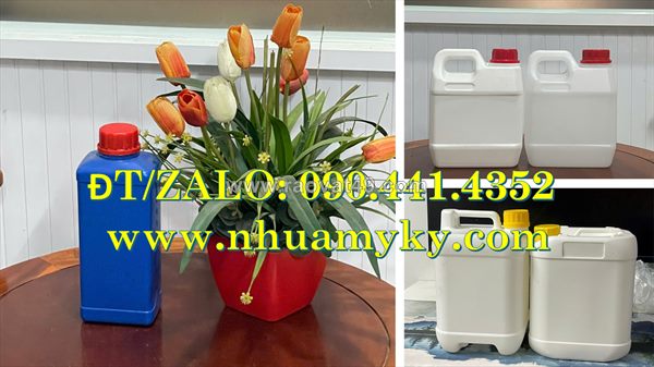 Can nhựa 0.5 lít đựng thuốc thủy sản, can nhựa 1 lít vuông đựng hcl, can 2 lít vuông đựng hóa chất công nghiệp