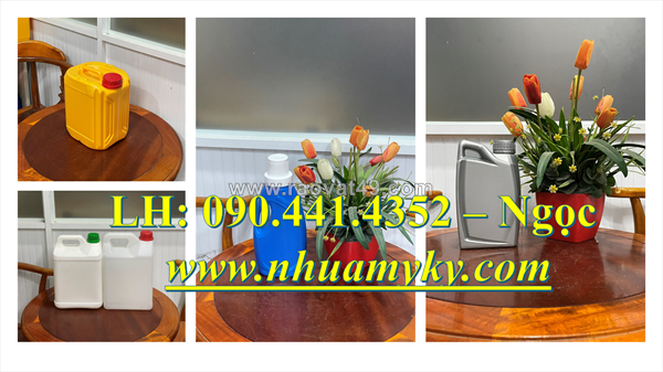Can nhựa 1 lít đựng thành phần tạo chất kết dính, can nhựa 2 lít đựng chất phụ gia màu mực viết máy