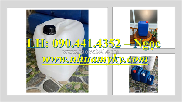 Can nhựa 22 lít đựng màu, can nhựa 24 lít đựng mực in, thùng nhựa 25 lít vuông trắng đựng rượu