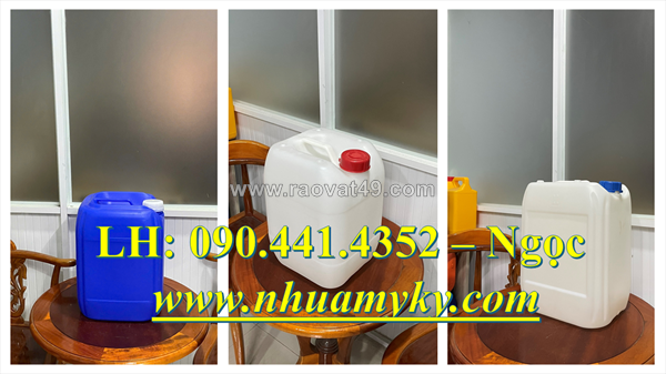 Can nhựa 22 lít đựng màu, can nhựa 24 lít đựng mực in, thùng nhựa 25 lít vuông trắng đựng rượu