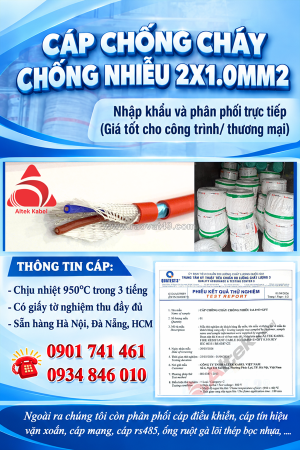 Cáp báo cháy 2x1.0 chống cháy chống nhiễu altek kabel sẵn hồ chí minh