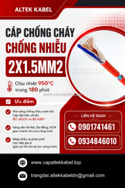 Cáp chống cháy chống nhiễu 2x1.5 altek kabel sẵn hcm, đồng nai, bình dương