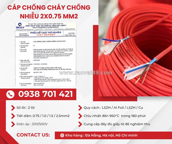 Cáp chống cháy chống nhiễu altek kabel 2x0.75mm² phân phối bắc ninh, bắc giang