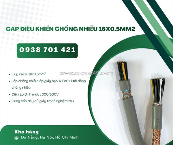 Cáp điều khiển chống nhiễu 16x0.5mm² – truyền tín hiệu ổn định bình dương, đồng nai