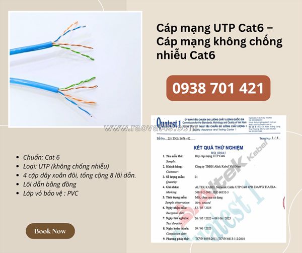 Cáp mạng utp cat6 – cáp mạng không chống nhiễu cat6 sẵn kho đà nẵng, huế