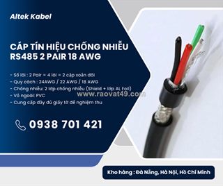 Cáp tín hiệu chống nhiễu rs485 2 pair awg phân phối hà nội, hải phòng, hải dương