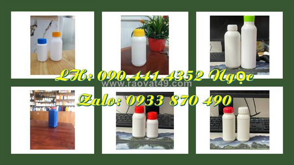 Chai nhựa 0.5 lít đựng hóa chất, chai nhựa 250ml đựng thuốc bvtv, chai nhựa 100ml đựng cồn, oxy già