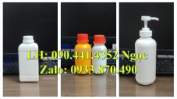 Chai nhựa 250ml màu vàng, chai nhựa 100ml đựng nước rửa móng tay, chai nhựa 50ml đựng hồ, gel