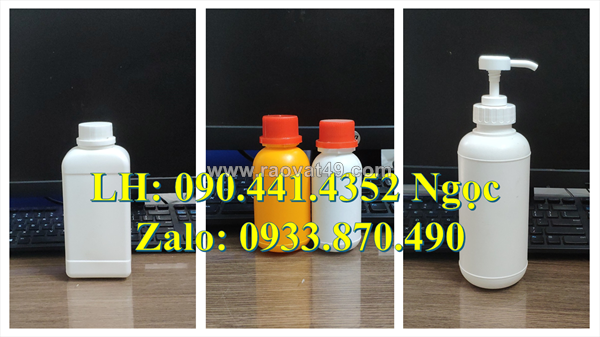 Chai nhựa 250ml màu vàng, chai nhựa 100ml đựng nước rửa móng tay, chai nhựa 50ml đựng hồ, gel