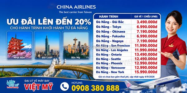China airlines ưu đãi rộn ràng đi bắc mỹ