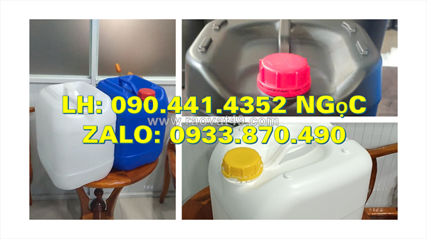 Gía can nhựa 22 lít, can nhựa 24 lít vuông đựng chất lỏng hóa học, thùng nhựa 25 lít tròn đựng hóa chất