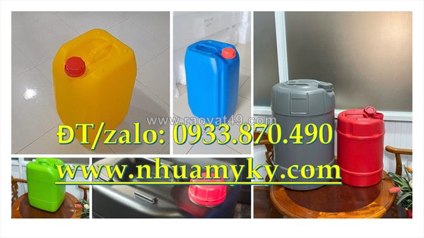 Gía can nhựa 30 lít đựng hóa chất tại tphcm, can nhựa 25 lít màu vàng, can hóa chất 20 lít màu trắng