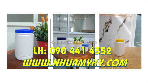 Hủ nhựa 500g an toàn thực phẩm, hủ nhựa hdpe 1 ký vuông nắp vặn, hủ nhựa cao 2 ký có quai