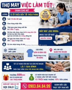 [không cần kn, có thưởng] thợ may quận phú nhuận