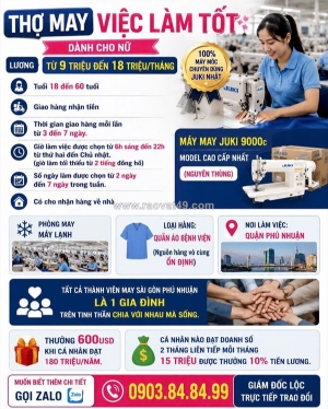 [không cần kn, có thưởng] thợ may quận phú nhuận