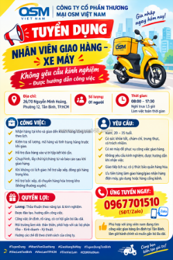 [ko cần kn] nhân viên giao hàng xe máy tân bình