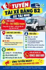 [làm ngay, bao ăn ở] tài xế b2 tp.hcm