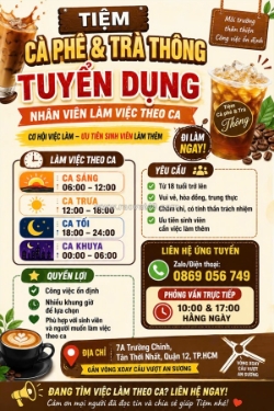 [làm ngay, ko cần kn] nhân viên phục vụ q12