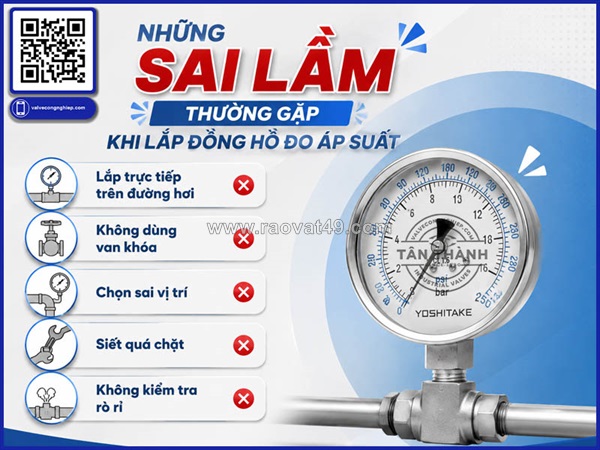 Lắp đồng hồ đo áp yoshitake: kiểm tra ren, hướng lắp và vận hành sau khi lắp