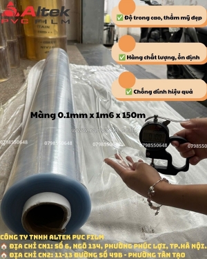 Màng nhựa pvc dẻo có bột 0.10mm x 1m6 x 150m hàng có sẵn