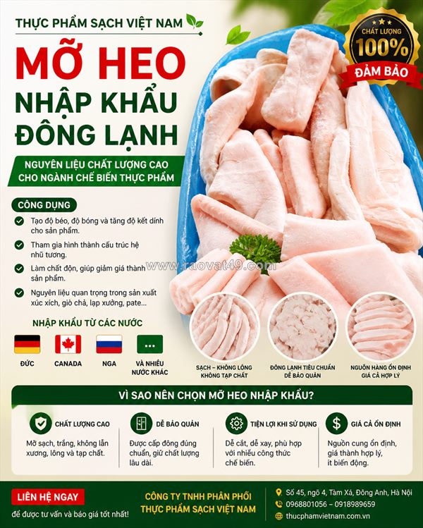 Mua mỡ heo nhập khẩu giá sỉ ở đâu?