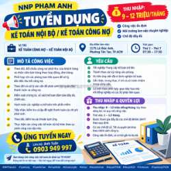 Npp phạm anh tuyển kế toán nội bộ/công nợ