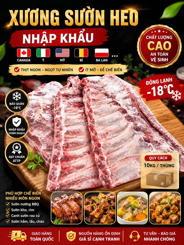 Sườn heo canada nhập khẩu – thịt dày, mềm ngọt