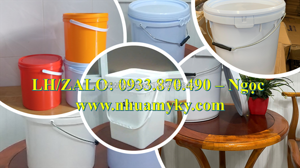 Sx vỏ thùng sơn 6 lít tròn, thùng nhựa 12 lít đựng mực in, xô nhựa 16 lít đựng dầu nhờn, thùng sơn vuông  lít