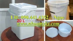 Thùng nhựa 20 lít đựng sơn nhám, thùng sơn nhựa 10 lít màu xanh dương, vỏ thùng sơn 6 lít màu đen