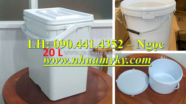 Thùng nhựa 20 lít đựng sơn nhám, thùng sơn nhựa 10 lít màu xanh dương, vỏ thùng sơn 6 lít màu đen