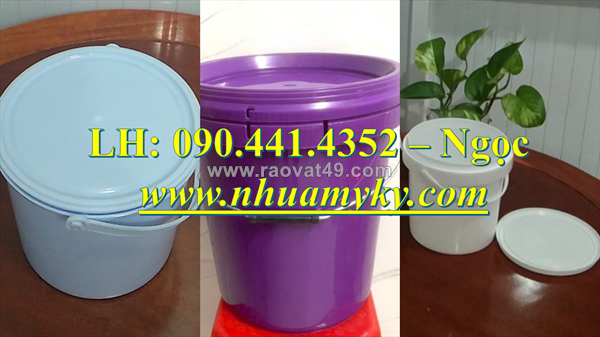 Thùng nhựa 20 lít đựng sơn nhám, thùng sơn nhựa 10 lít màu xanh dương, vỏ thùng sơn 6 lít màu đen