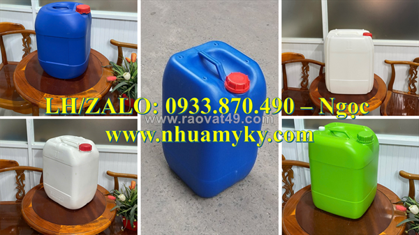 Thùng nhựa 30 lít vuông đựng hóa chất có tráng men, can nhựa dày 20 lít vuông đựng axit, can 10 lít nhựa hdpe