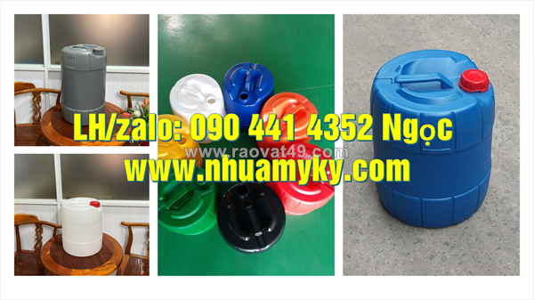 Thùng nhựa vuông 25 lít đựng axit, can nhựa 30 lít dày đựng hóa chất thoát khí
