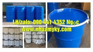 Thùng phuy nhựa 100 lít đựng hóa chất, thùng phuy sắt 220 lít qua sử dụng làm thùng rác, trồng cây, phân bón
