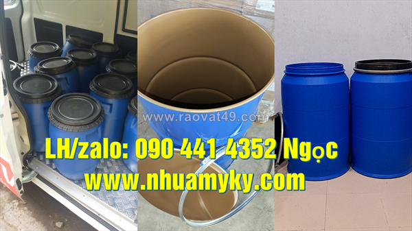 Thùng phuy nhựa 100 lít đựng hóa chất, thùng phuy sắt 220 lít qua sử dụng làm thùng rác, trồng cây, phân bón