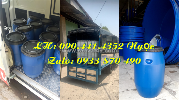 Thùng phuy nhựa 220 lít làm phao nổi, thùng phuy nhựa 120 lít đựng hóa chất, vỏ thùng phuy nhựa 100 lít